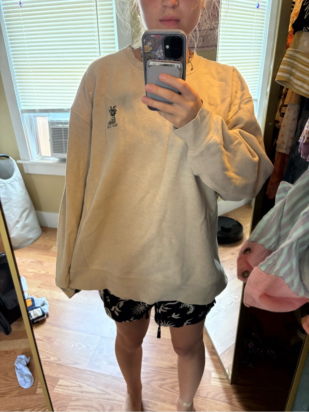 Beige Crewneck Men’s Sweatshirt - Relaxed Fit
